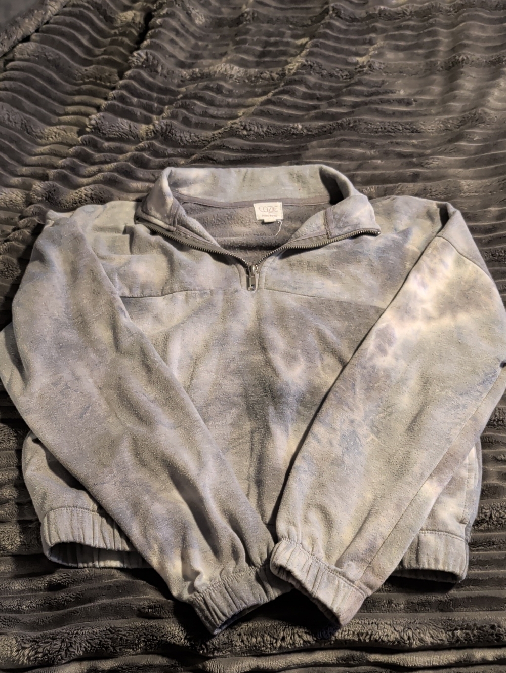 Women’s Quarter-Zip Fleece Pullover - Light Gray Tie-Dye
